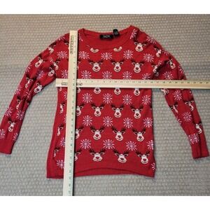 Crystal Kobe Ugly Christmas Sweater Size Small, Red, snowflakes, Rudolph